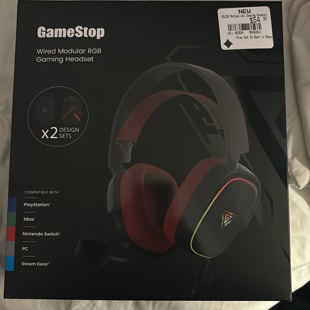 GameStop Gaming Headset with Reface Plate Surrounding Sound Wired Headphones NIB